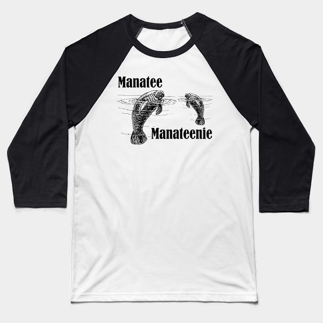 Lispe Manatee Funny Mama and Baby Manateenie Baseball T-Shirt by Lispe